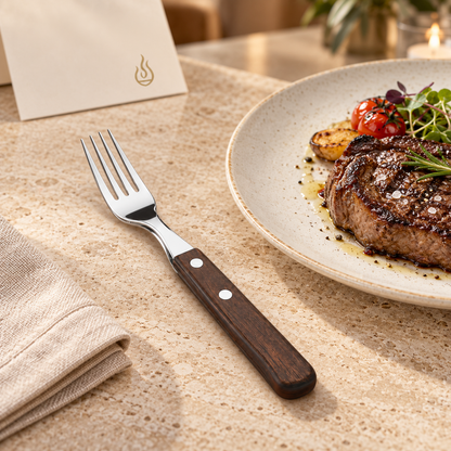 Steak- & Pizzagabel mit Holzgriff – 6er-Set