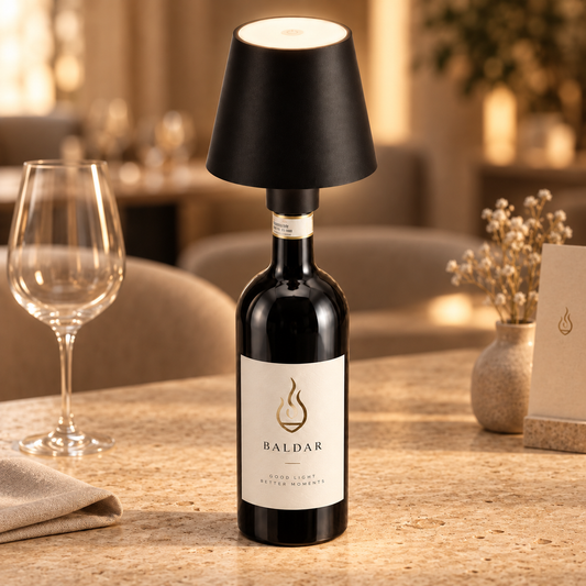 Paris LED Flaschenlampe Schwarz 12,5 cm