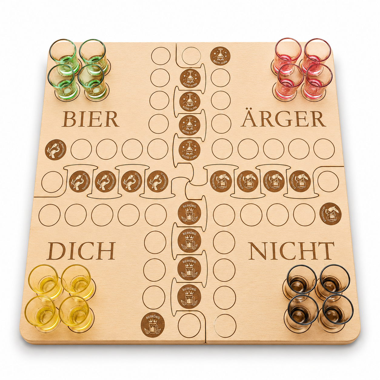 Bier-Ärger-Dich-Nicht – Premium Edition (Holz & Gravurgläser)