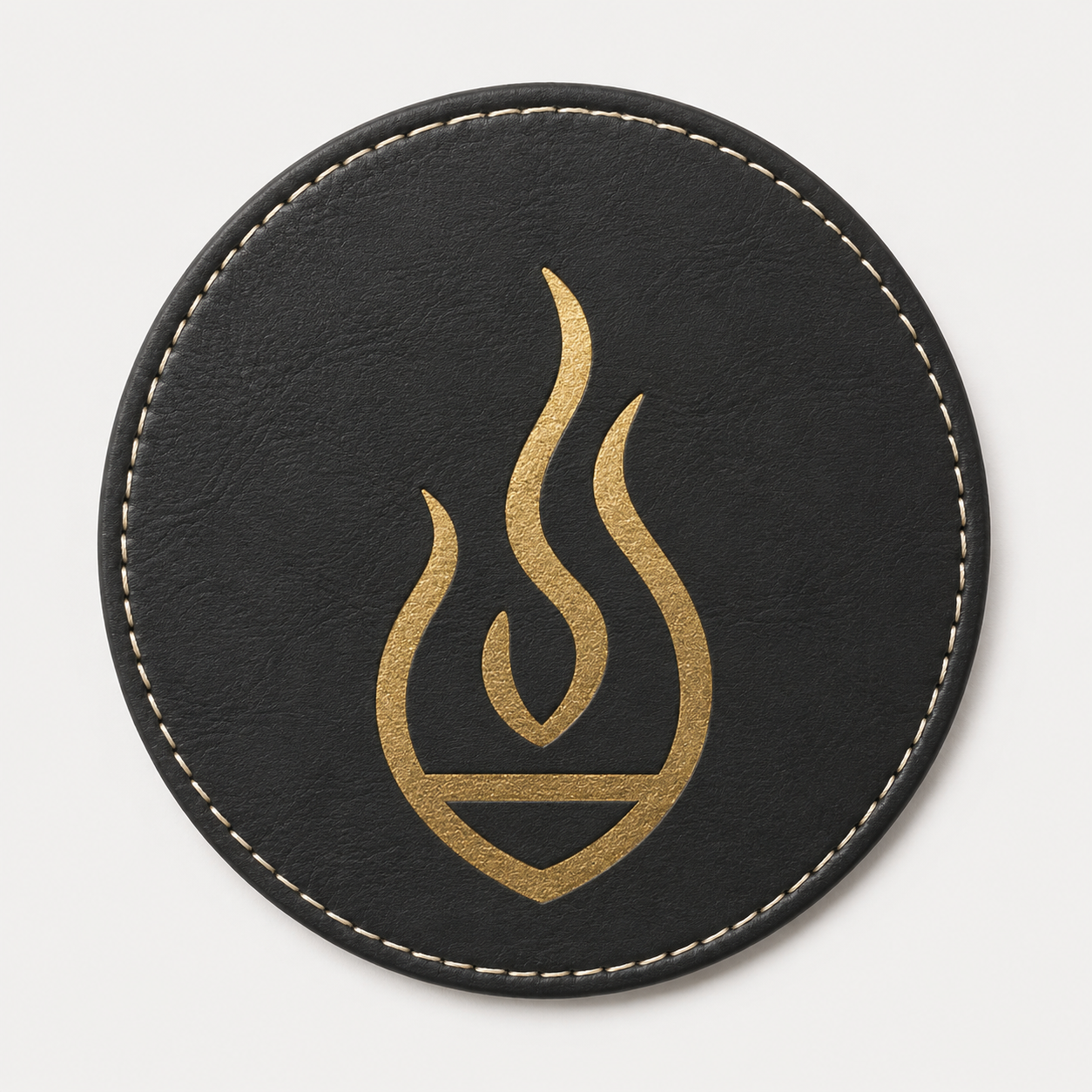 Leder-Untersetzer rund (gold-gravur)