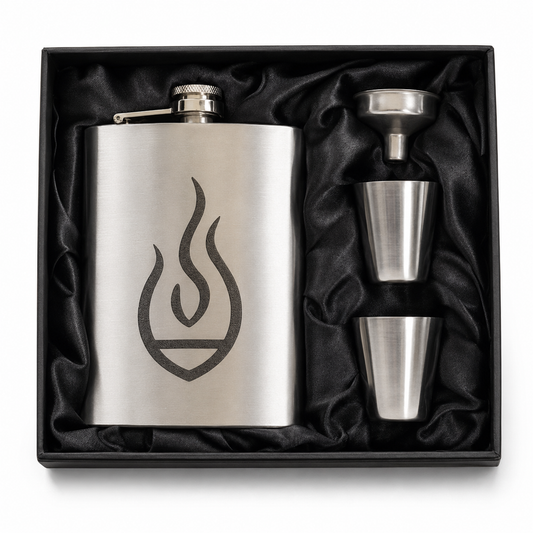 Flachmann-Geschenkset mit Gravur (8 oz)