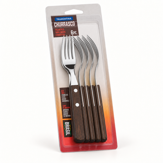 Steak- & Pizzagabel mit Holzgriff – 6er-Set