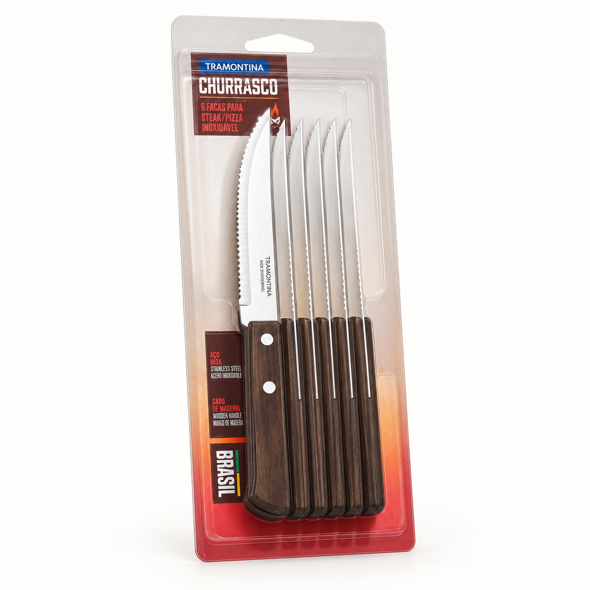 Steak- & Pizzamesser mit Holzgriff – 6er-Set