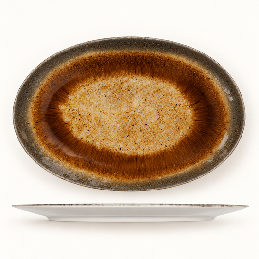 Iris Brown Platte oval 30 × 17 cm