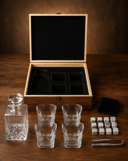 Whisky-Geschenkset in Holzkiste