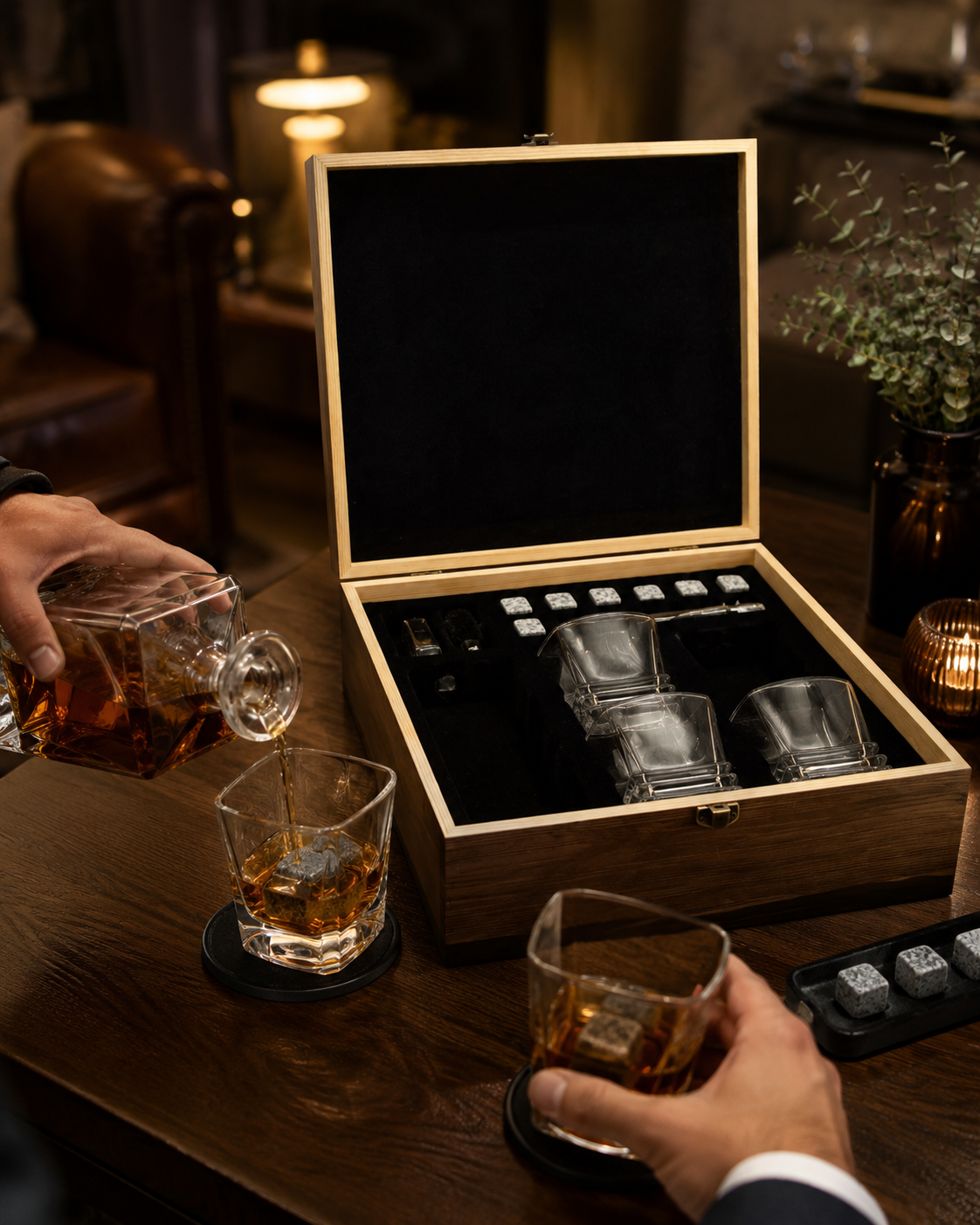 Whisky-Geschenkset in Holzkiste